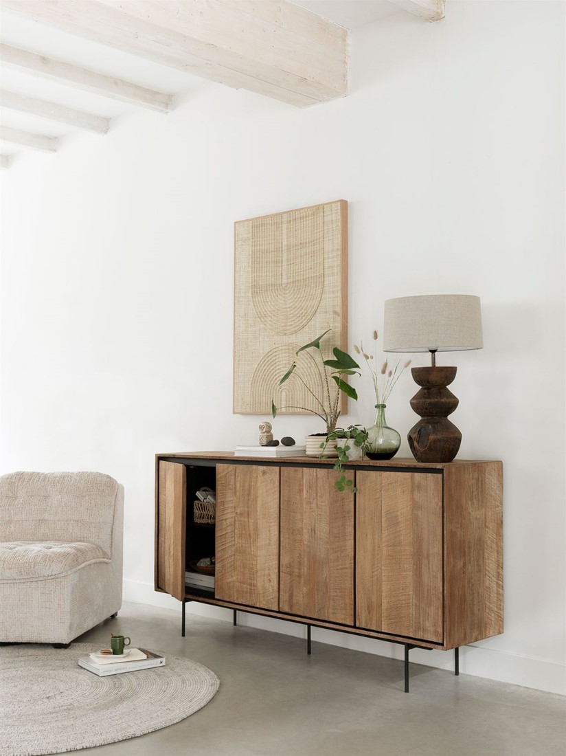 Sideboard Metropole 180 cm recyceltes Teakholz massiv Metall Kommode