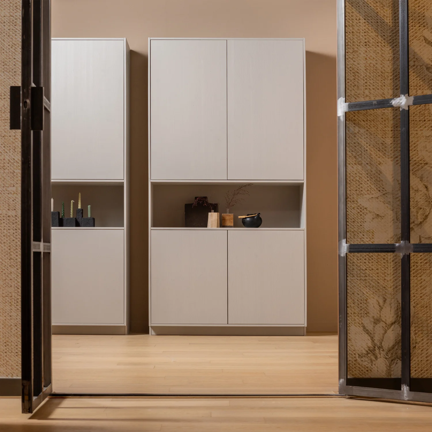 Buffetschrank Schrank Finca H 210 cm Schrank Kiefer nebelgrau