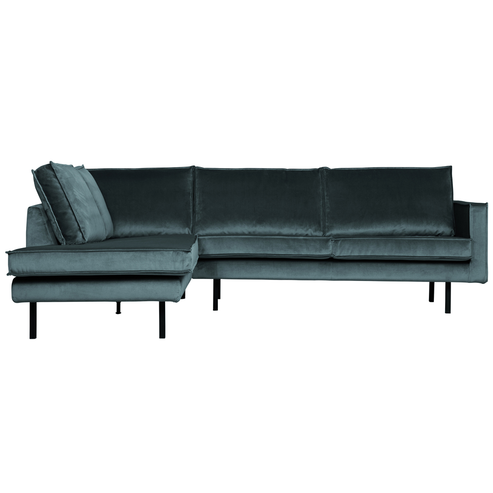 Eckgarnitur Rodeo Samt blaugrün Couch Sofa Ecksofa Longchair links
