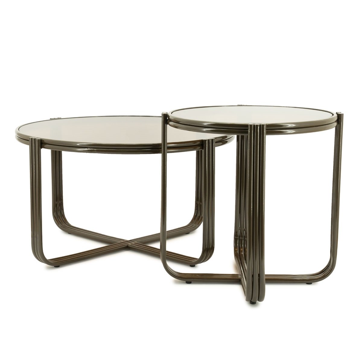 Couchtisch Groovy Ø 42,5 cm mit Glasplatte braun