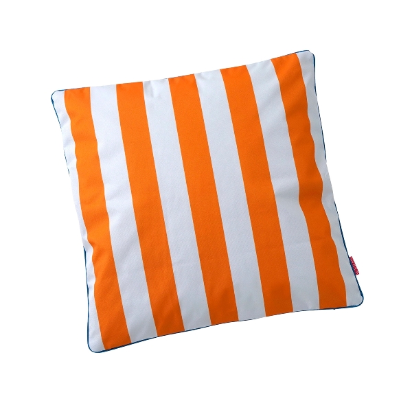 2´er Set Outdoor Kissen orange weiss gestreift 45 x 45 cm Outdoorkissen 