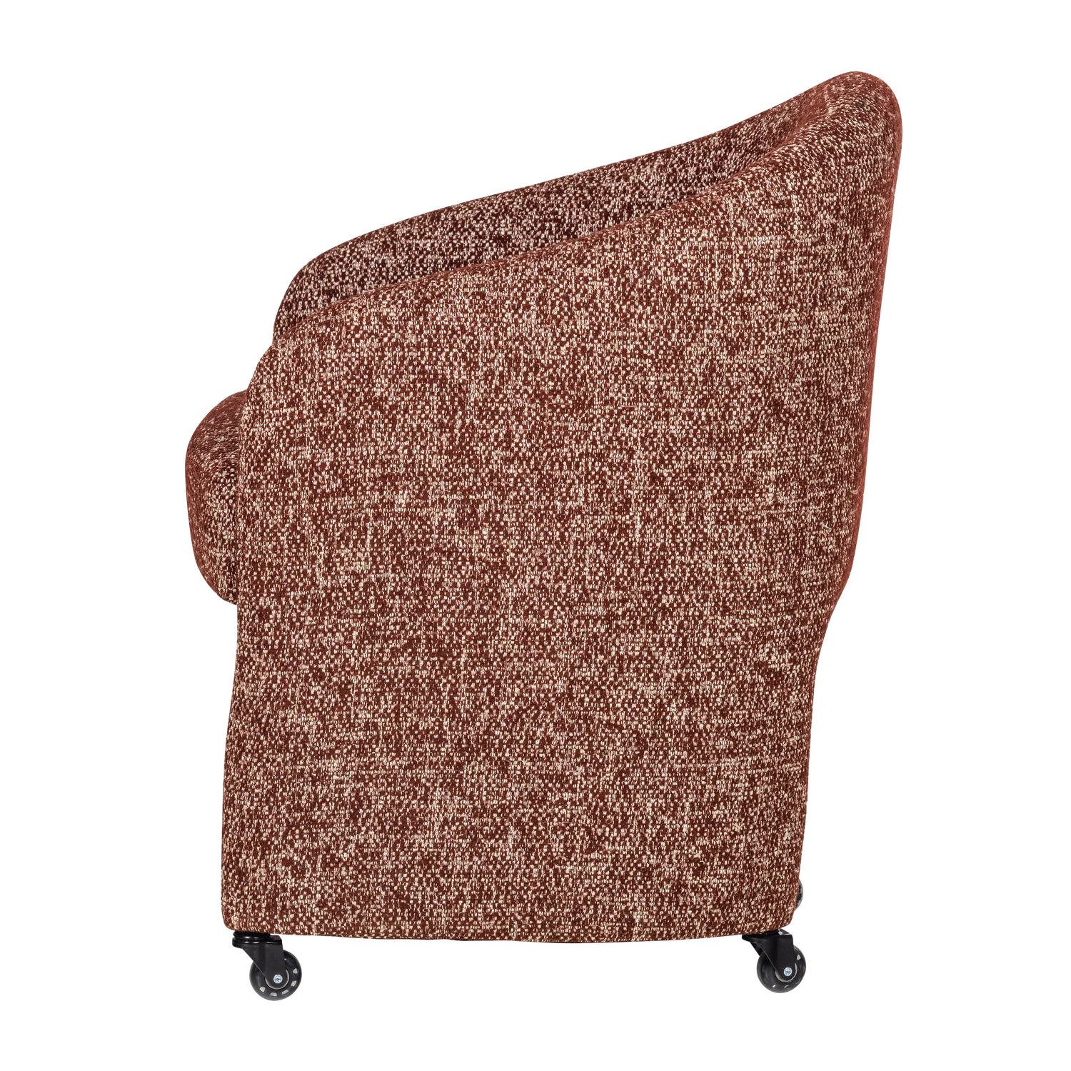 Armlehnstuhl CORDO auf Rollen Melange Stoff rostbraun