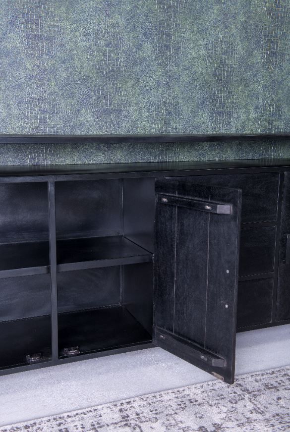 Kommode Sideboard Kala 180 cm Mango Holz schwarz