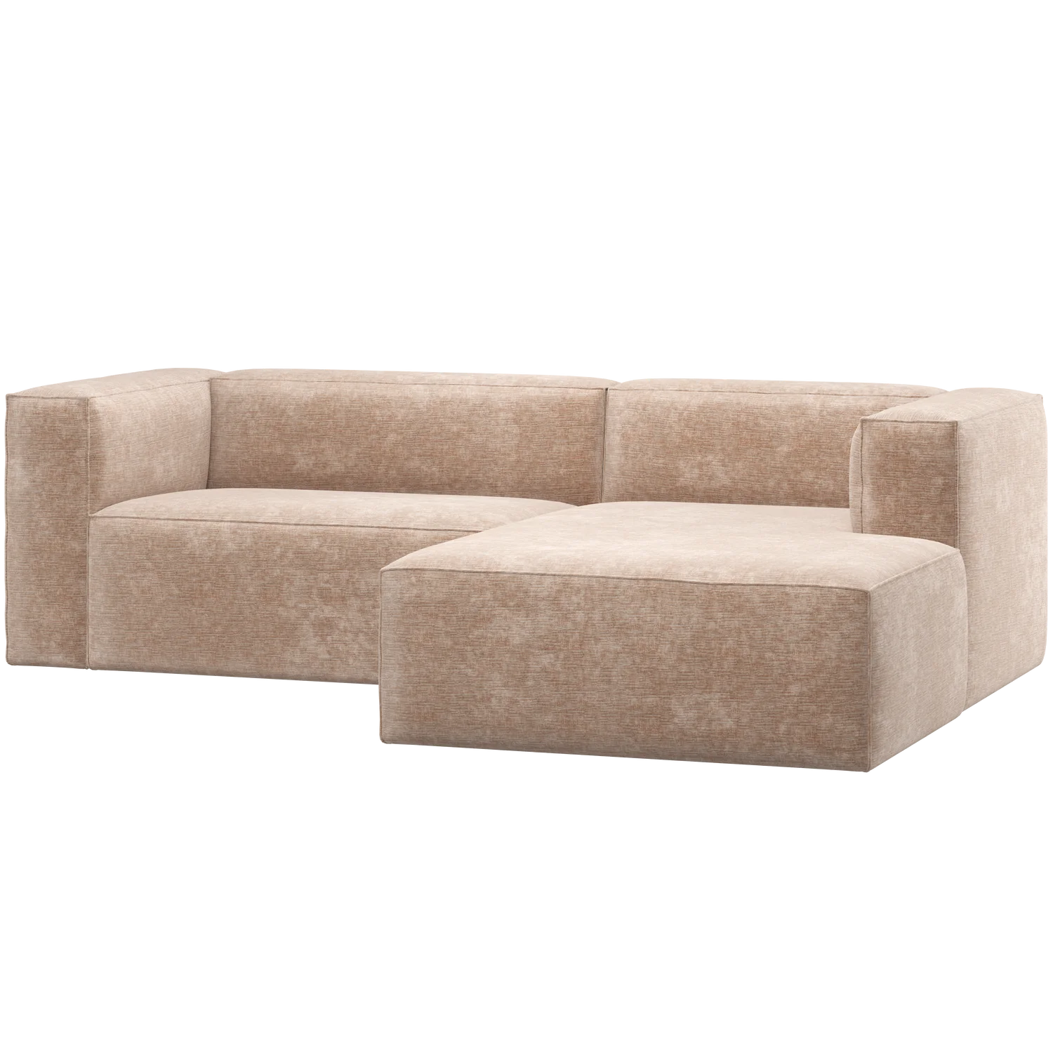Ecksofa BEAN Chenille-Samt natur Longchair rechts