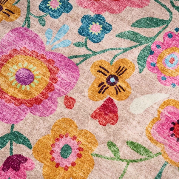 Teppich Amélie mit Blumenmotiv mehrfarbig