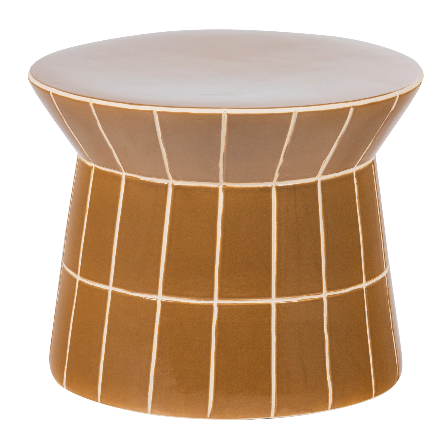 Beistelltisch PLU Ø 38 cm Keramik honiggelb