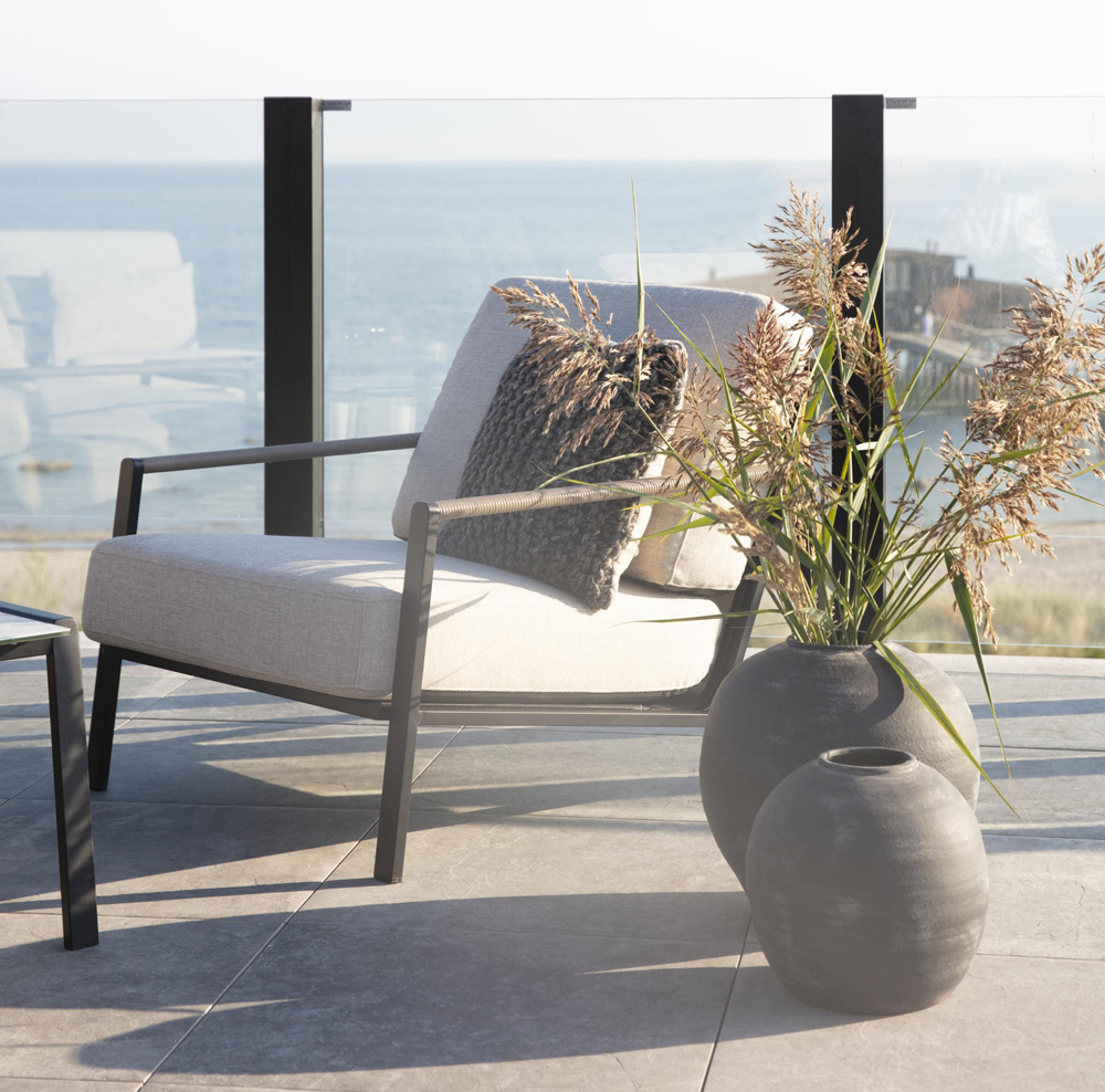 Garten Loungegruppe LYRA aus Edelstahl schwarz incl Sitzkissen