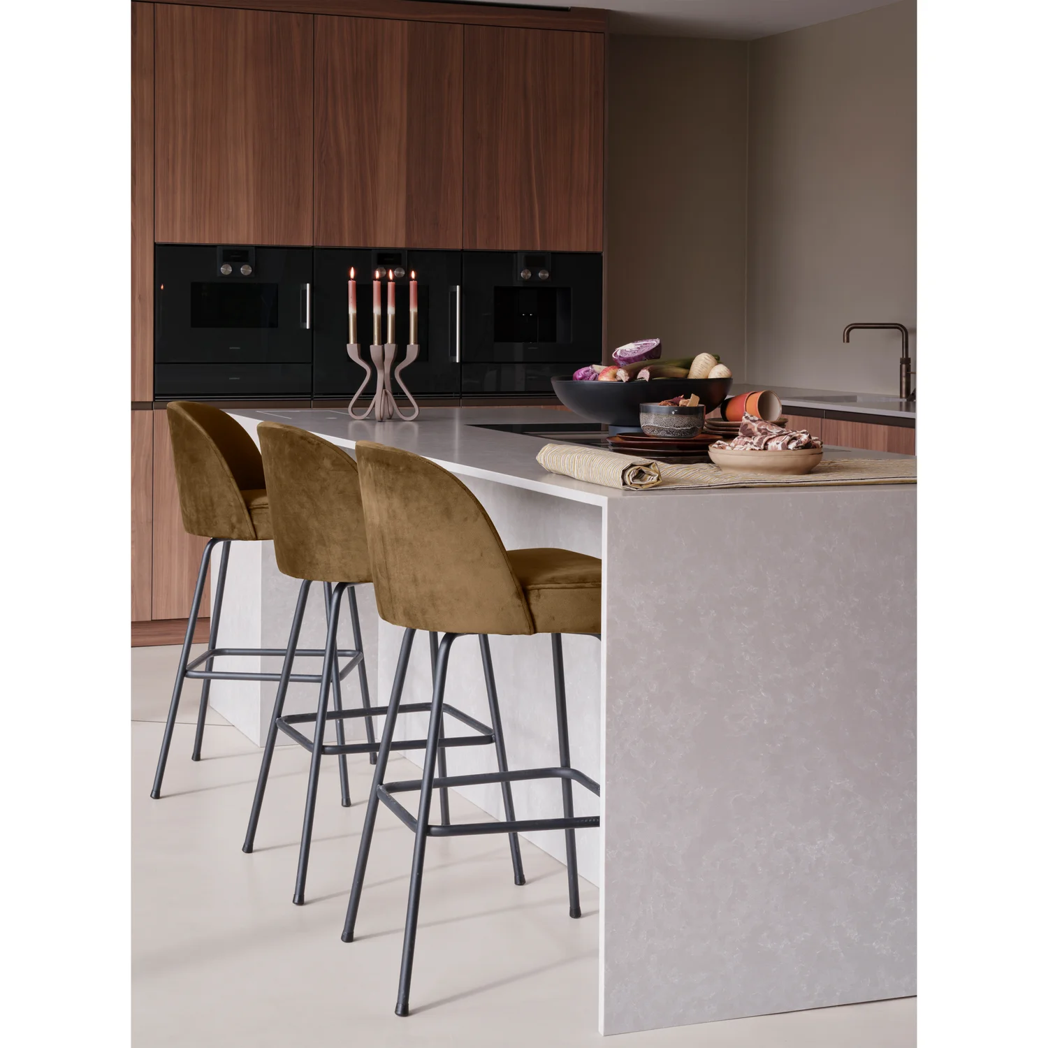 Barhocker Vogue SH 80 cm Samt honiggelb