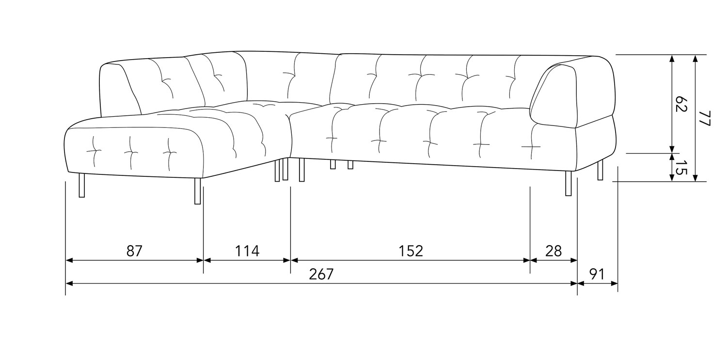 woood Lloyd Ecksofa links washed Velvet Samt zimtfarben