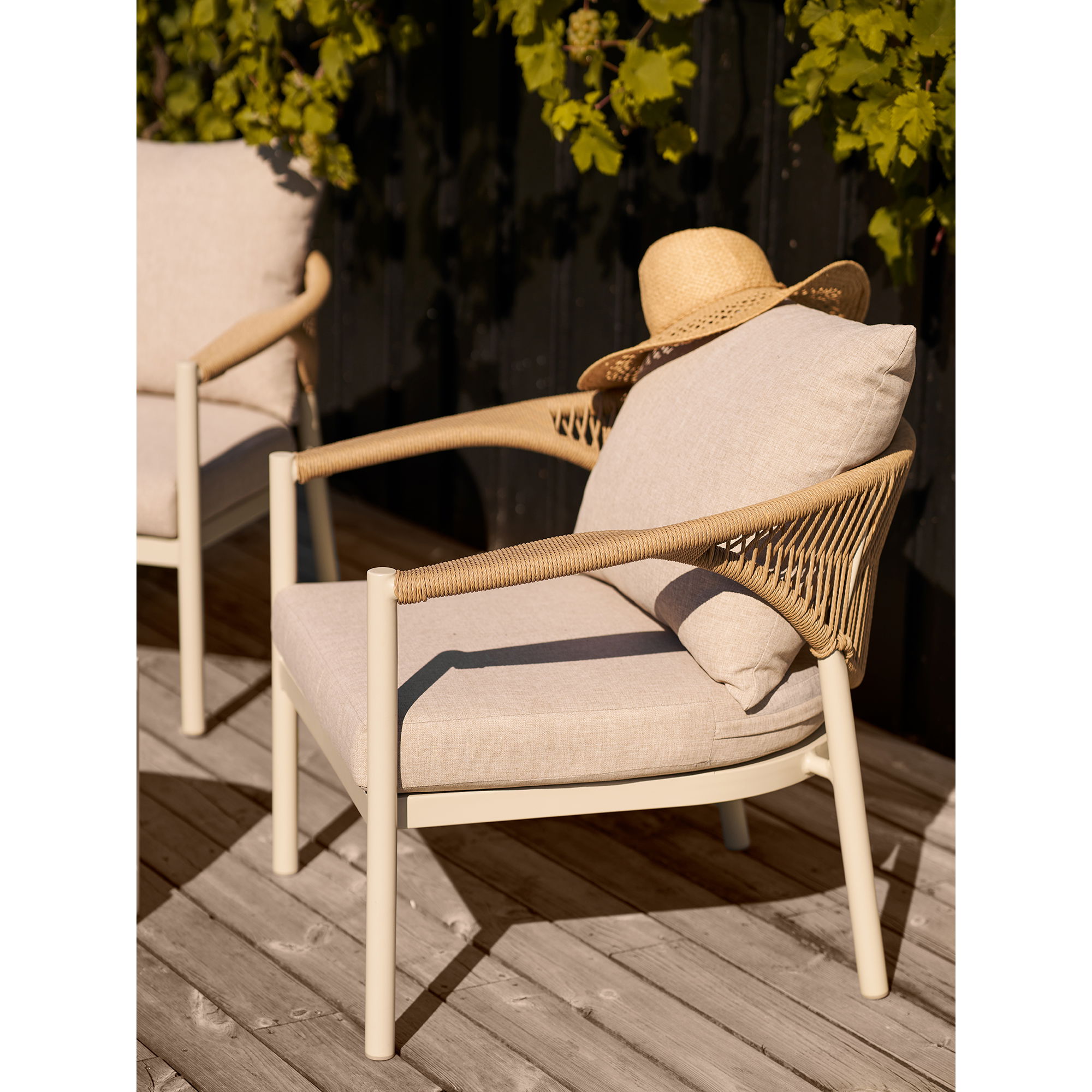 Garten Lounge Garnitur LABELA 5 tlg. 2er Tischset Bank 2 Gartensessel