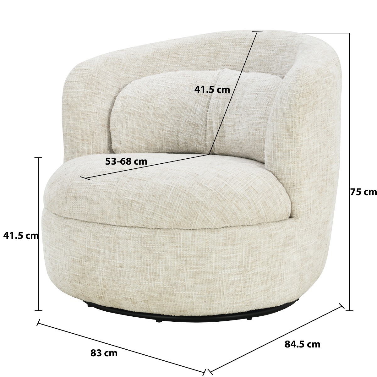 Sessel Britt Drehsessel Stoff Cream Relaxsessel Fernsehsessel