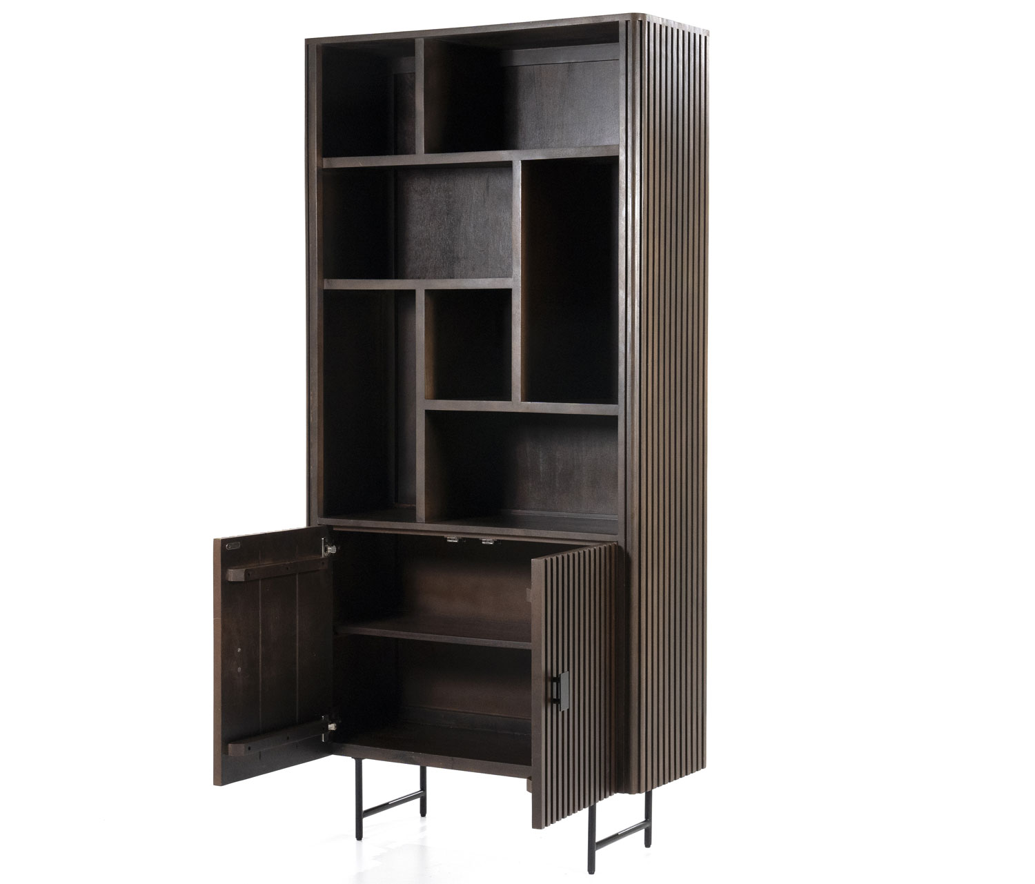 Bücherschrank Regal Remi H 200 cm Mangoholz braun