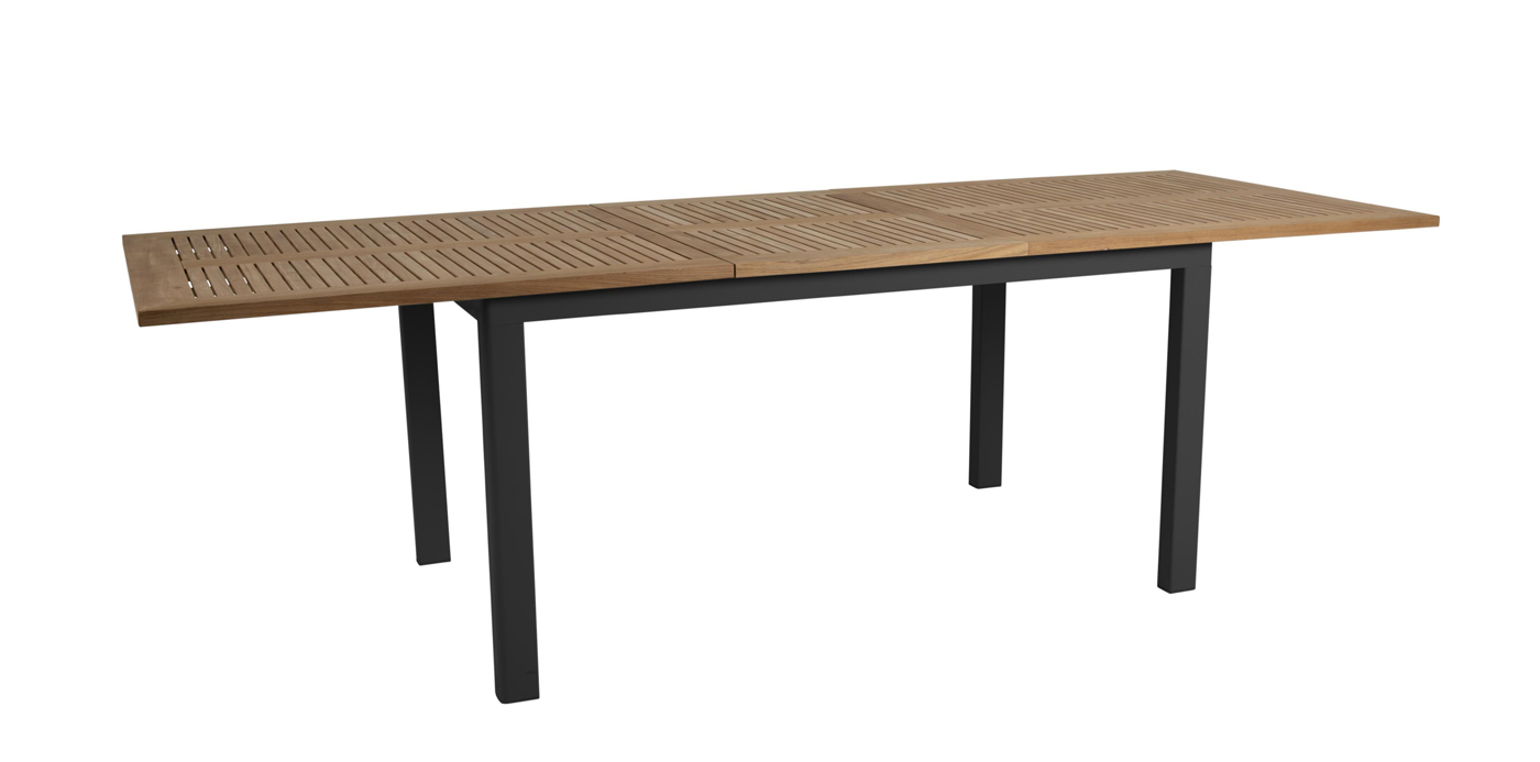 Teak Gartentisch ausziehbar LYON 195 / 250 cm schwarz