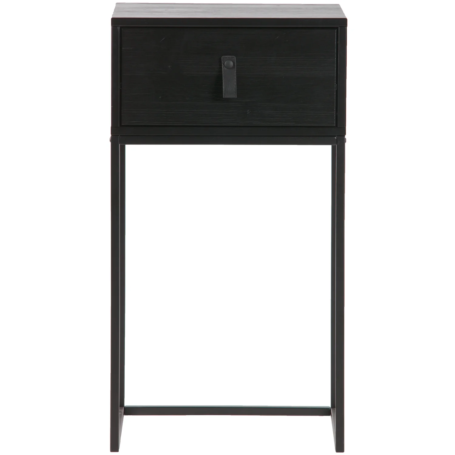 Nachtschränkchen ZOLA H 74 cm mit Schublade Metall Kiefernholz schwarz