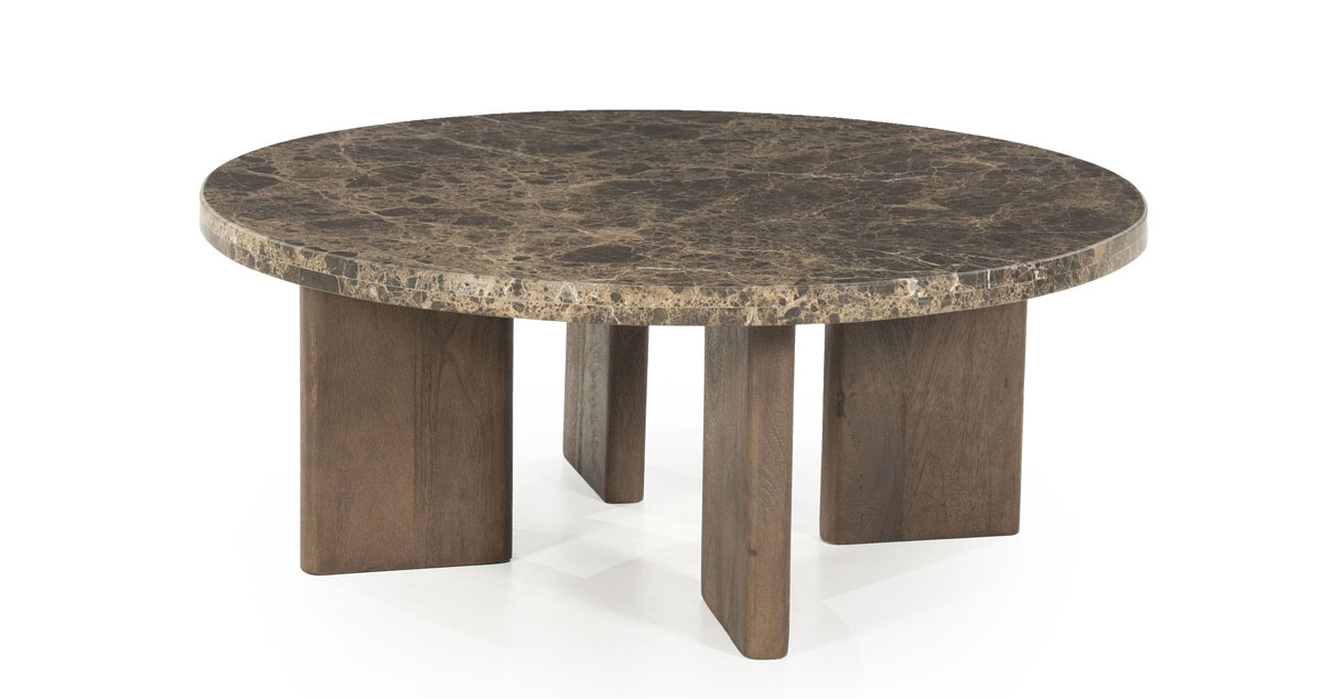 Couchtisch Lando rund Ø 80 cm Mango Holz Marmor