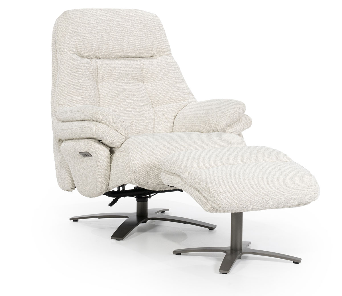 Relaxsessel Caleb elektrisch verstellb. mit Hocker Stoff beige