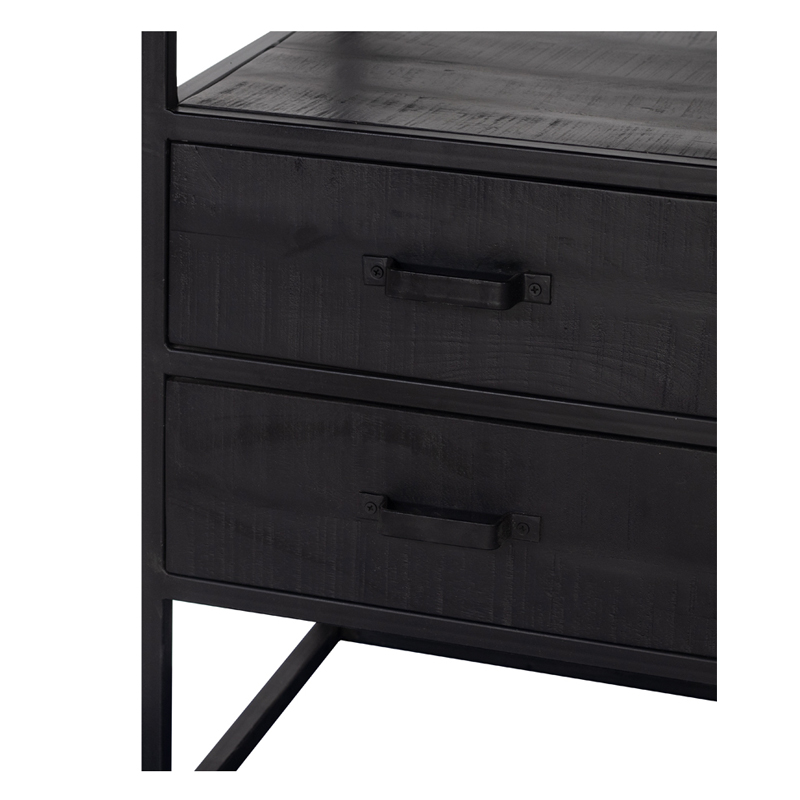Industrie Regal BEN Mango Massivholz Metall schwarz Bücherregal