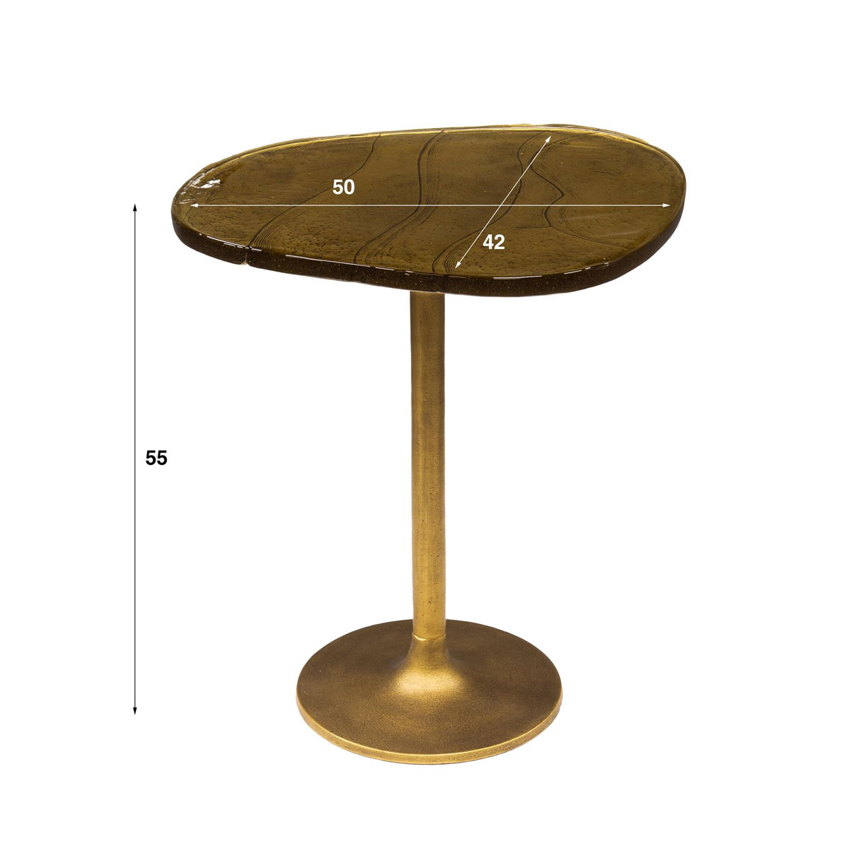 Beistelltisch Ellipse M Metall Glas Gold antik Finish Couchtisch Sofatisch