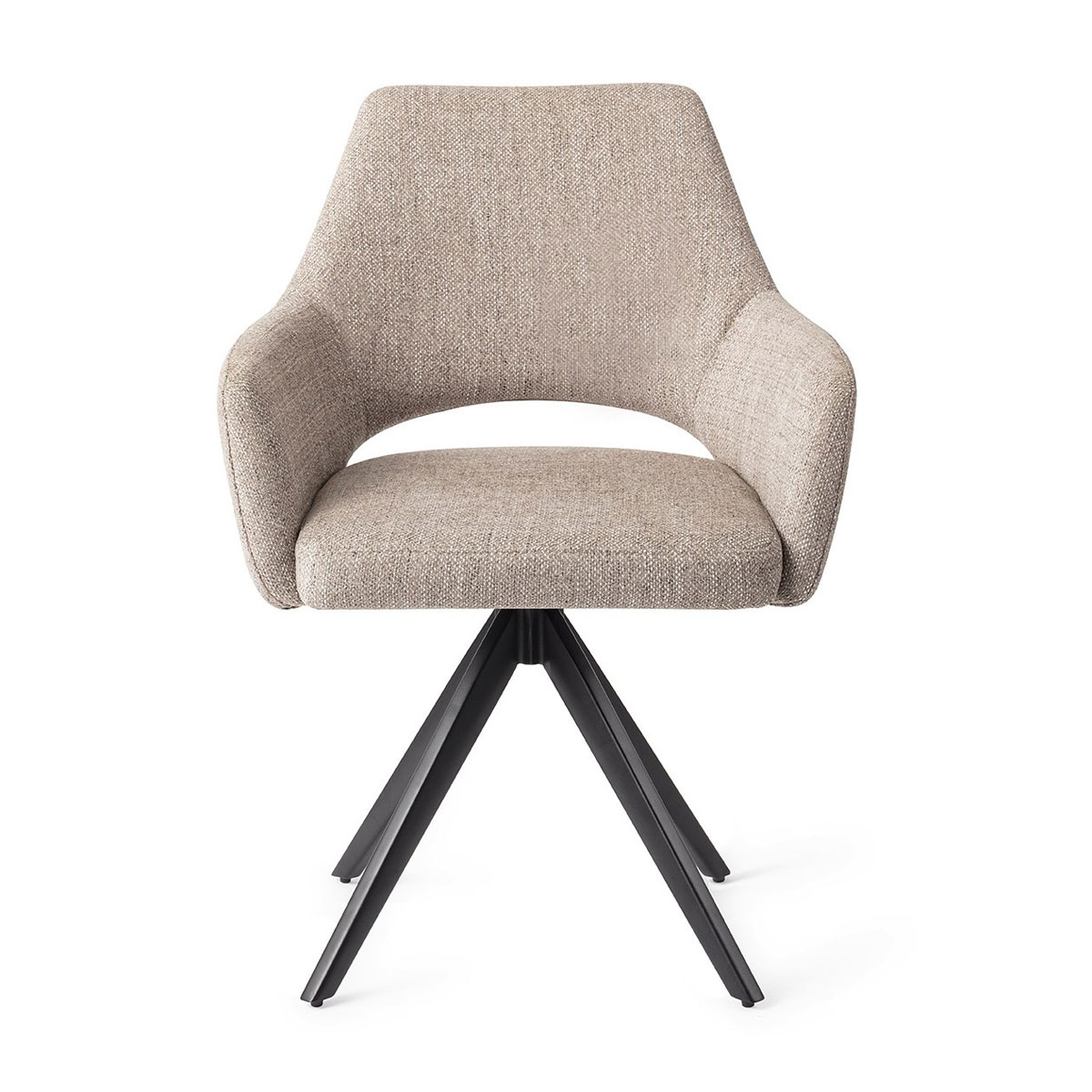 Esszimmerstuhl YANAI drehbar – Beige mit schwarzem Gestell