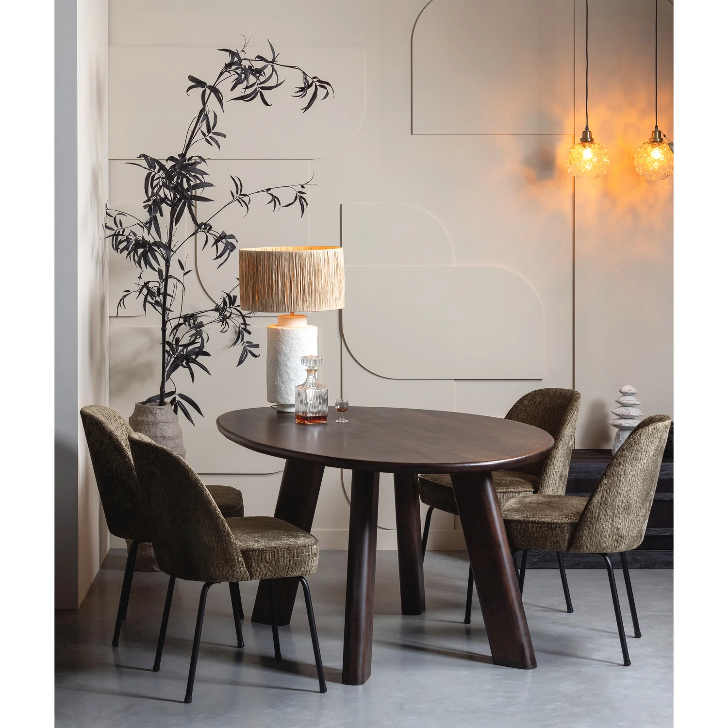 2er Set Esszimmerstuhl Vogue Struktur Samt bonsai
