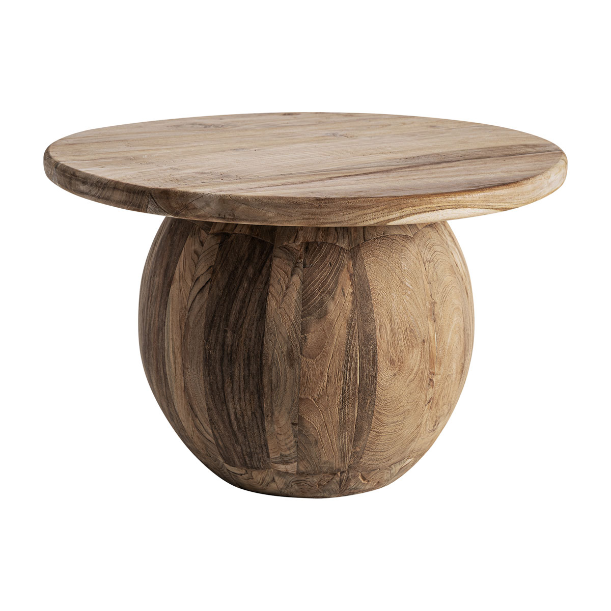 Couchtisch ERLOY III rund Ø 70 cm recyceltes Teakholz