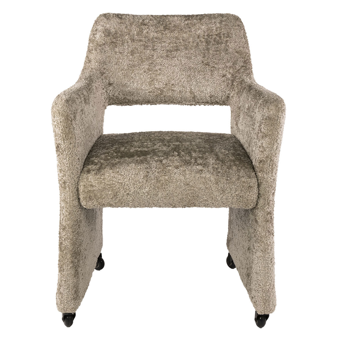 2er Set Armlehnstuhl LUNA Lux auf Rollen Savelle Stoff sandfarben