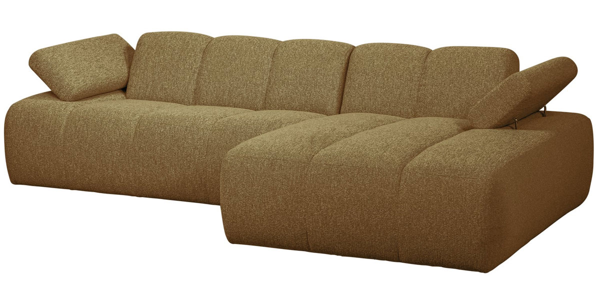 woood Chaiselongue Sofa MOJO rechts Bouclé gelbbraun melange