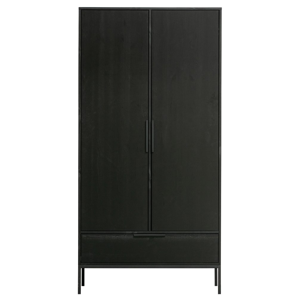 Kleiderschrank Adam schwarz 100 cm Kiefer
