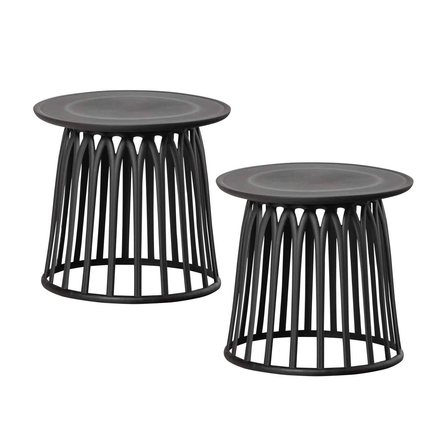 2er Set Garten Beistelltisch BOY Ø 50 cm Kunststoff schwarz