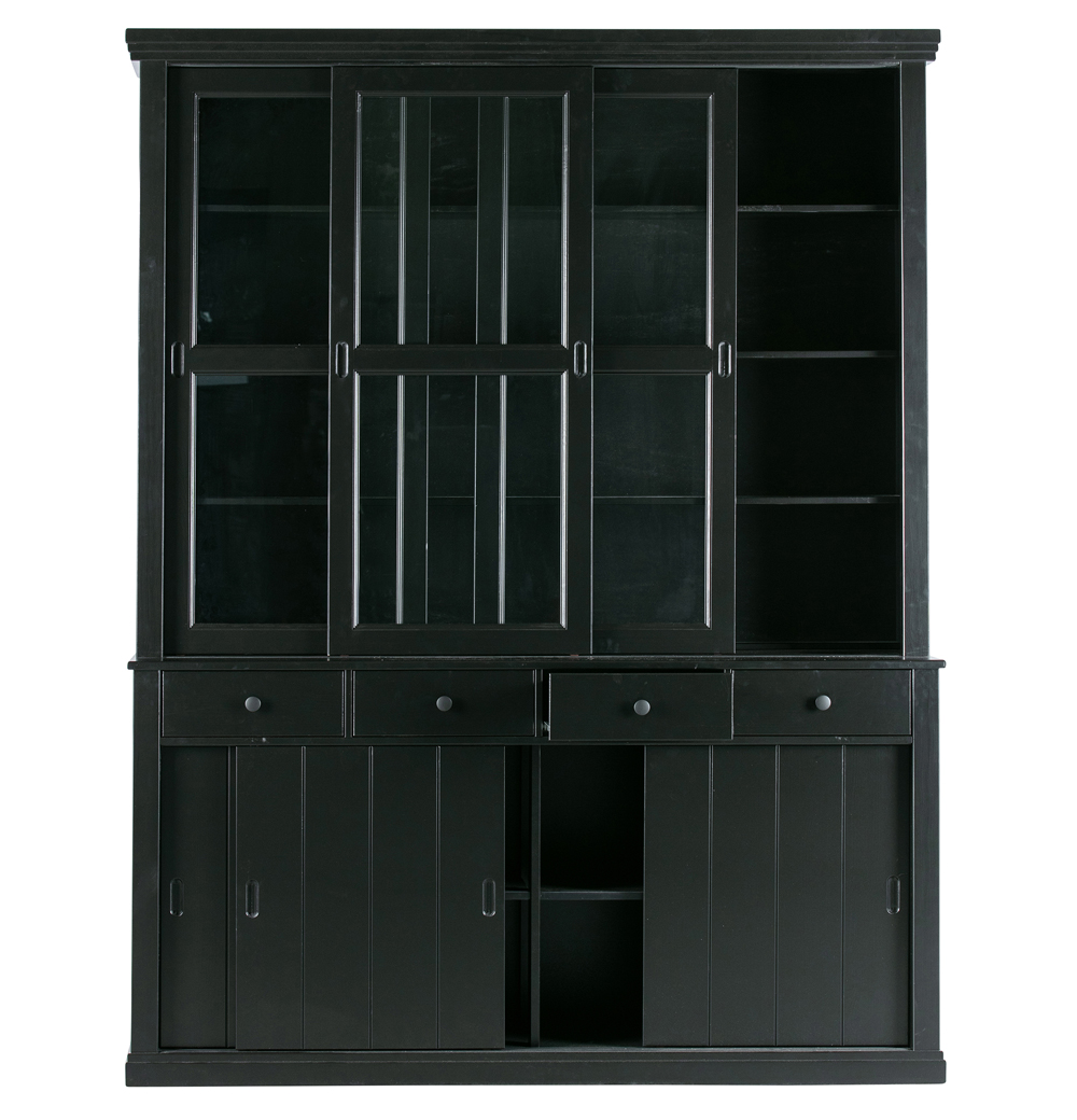 woood Vitrine LAGOS Schrank schwarz Buffetschrank