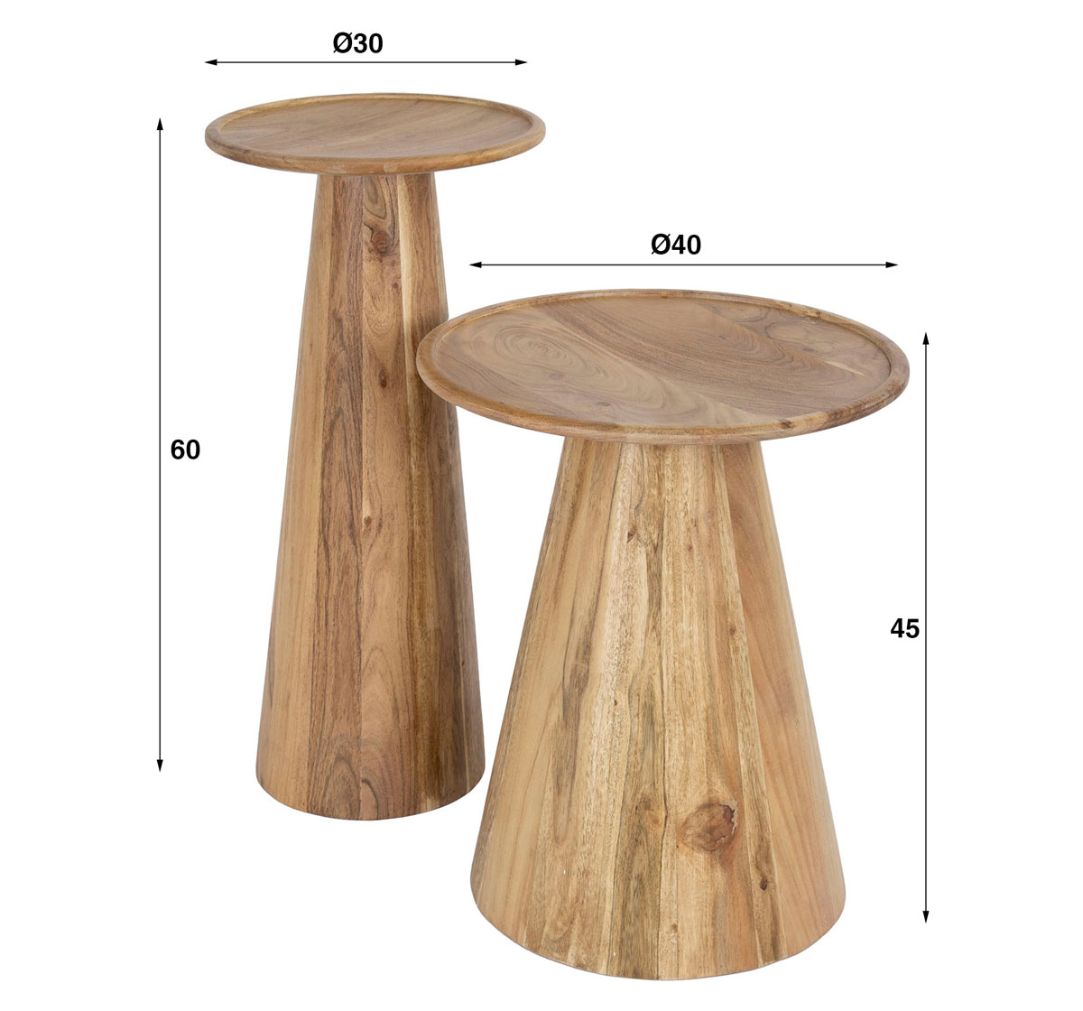 2er Set Beistelltisch MIRO Akazie Massivholz braun Tischset