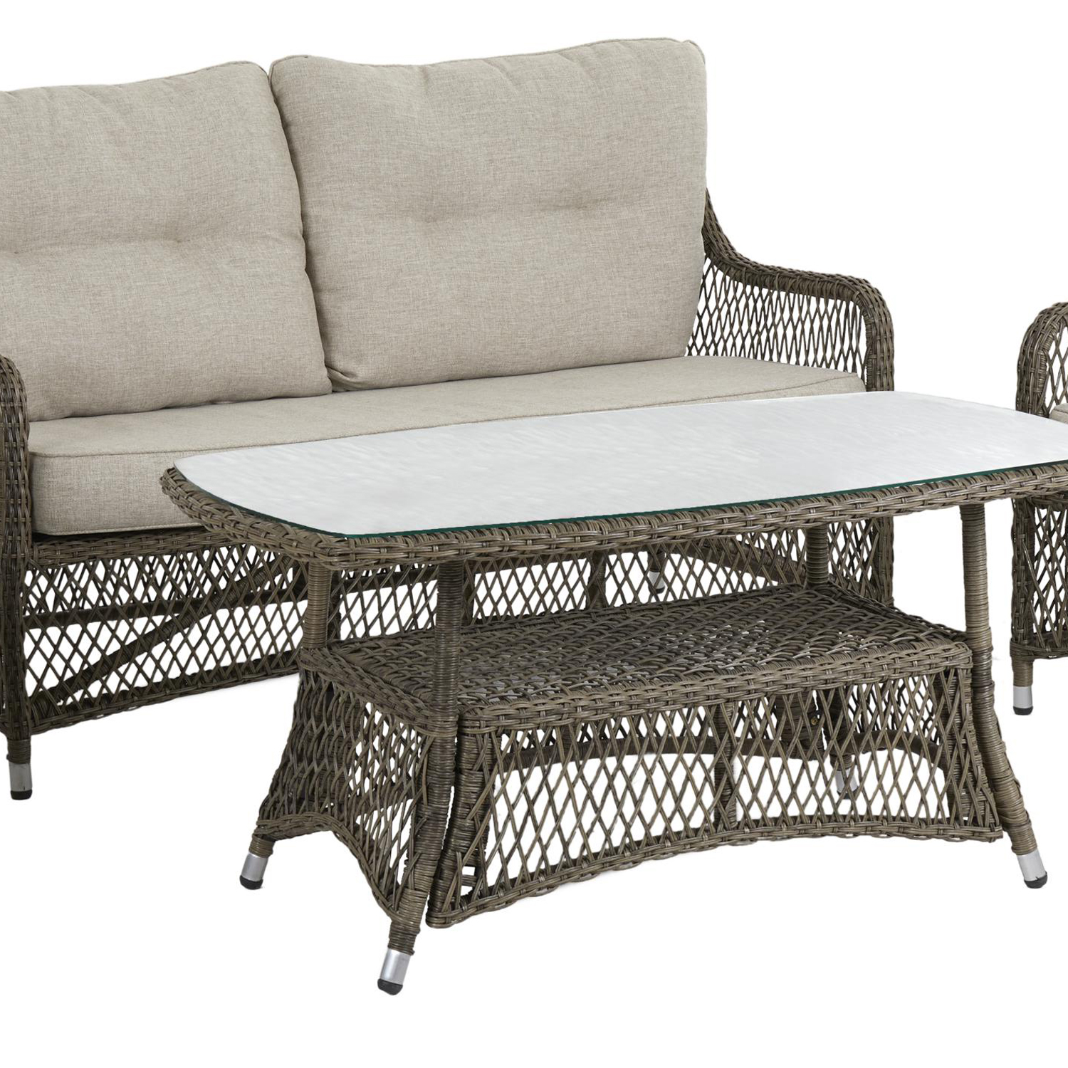 Gartenmöbel Lounge Set Fläder Polyrattan inkl Sitz- und Rückenkissen