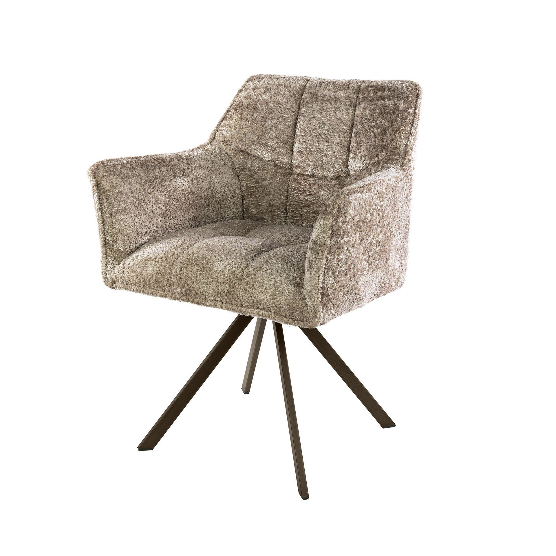 2er Set Armlehnstuhl Fino Soft-Teddy sand Beine braun drehbar