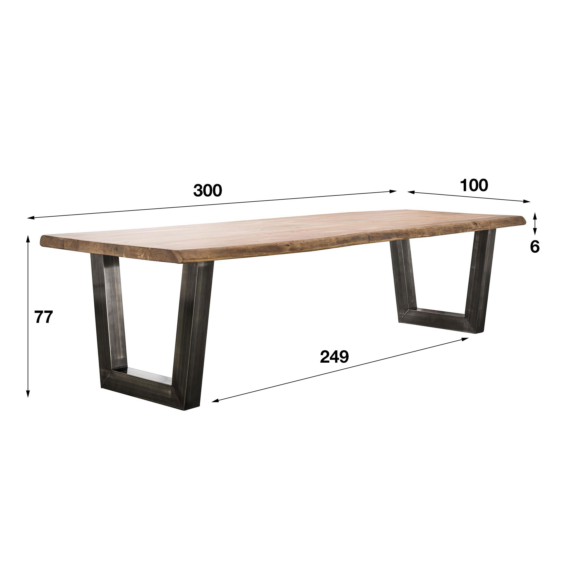 XXL Esstisch 300 cm Baumstamm Baumkante