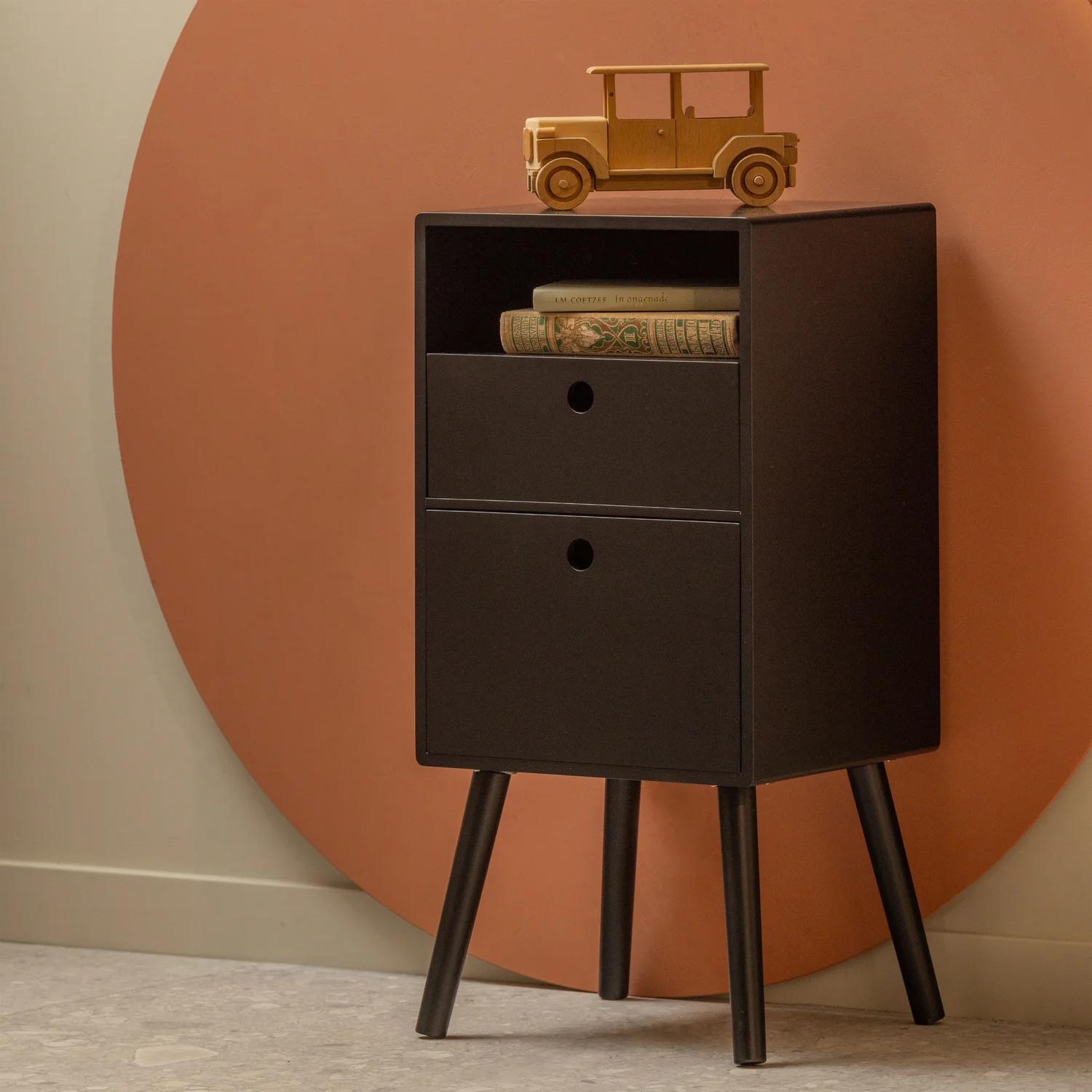 Nachtschränkchen OZZY H 75 cm MDF schwarz Nachttisch
