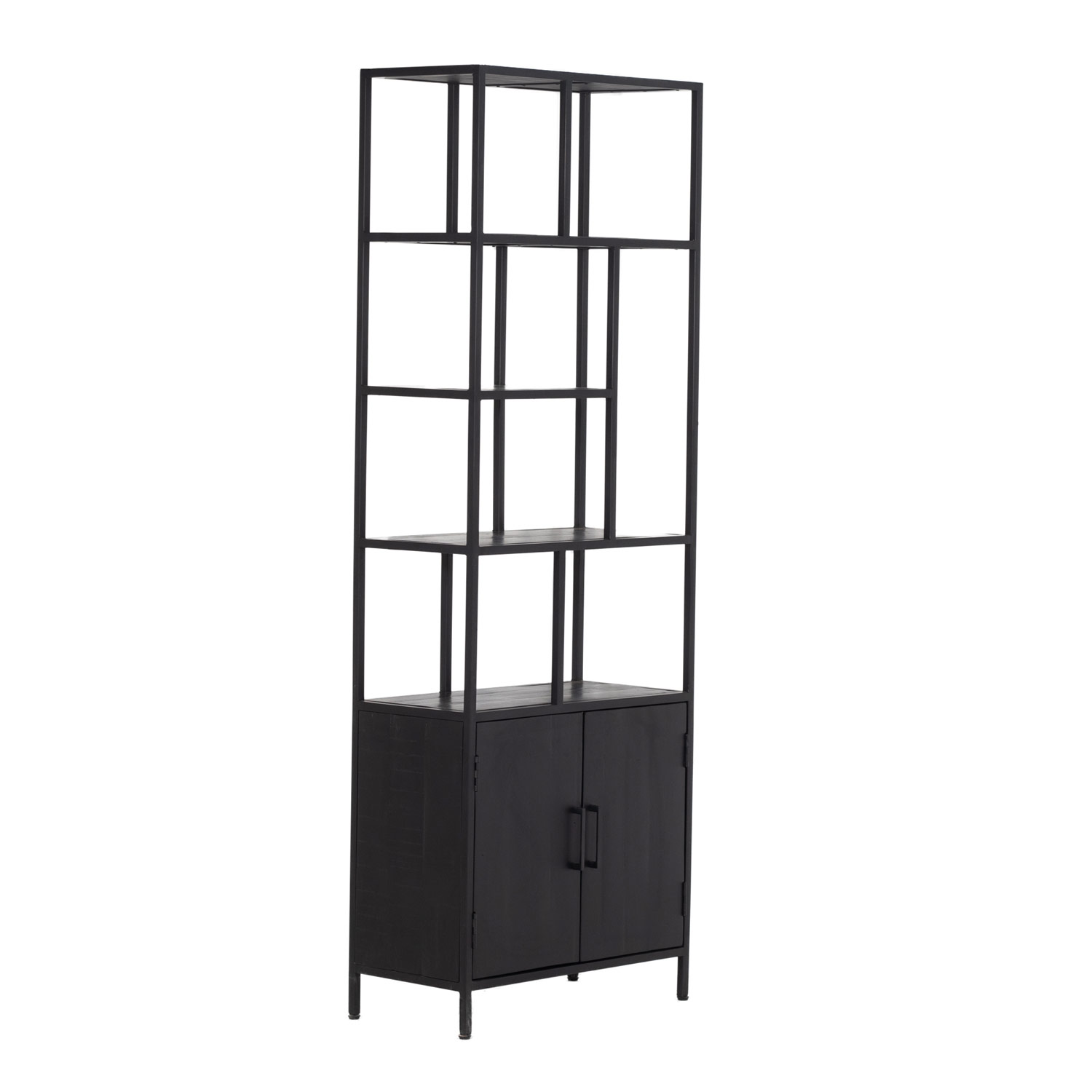 Regal mit Türen BONY B 75 cm Bücherregal schwarz