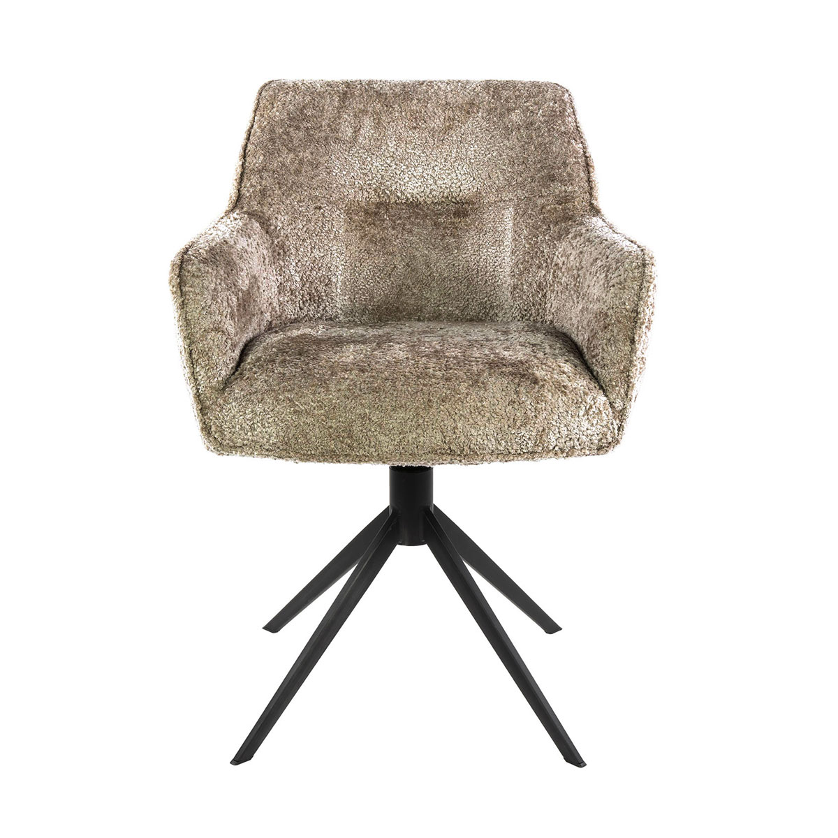 Esszimmerstuhl ARVIC mit Armlehne Stuhl drehbar Teddystoff sand