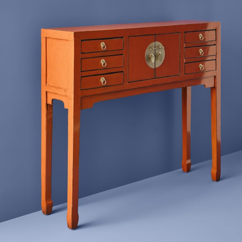 Konsolentisch Majesté 100 cm Ulmen- und Kiefernholz vintage orange