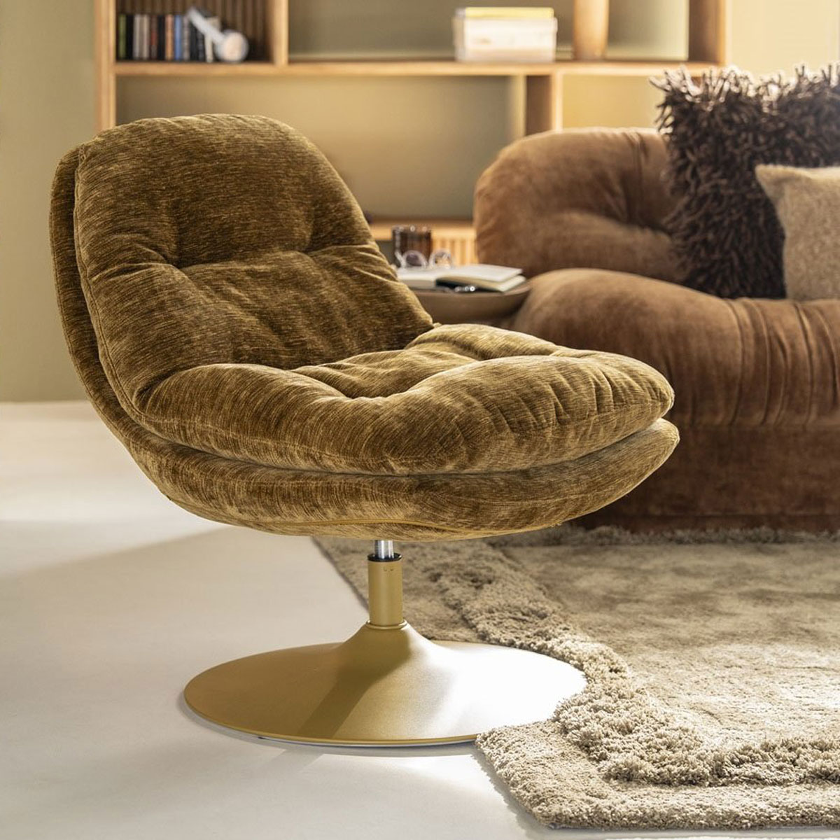 BY-BOO Drehsessel Sessel drehbar Tromba senffarben