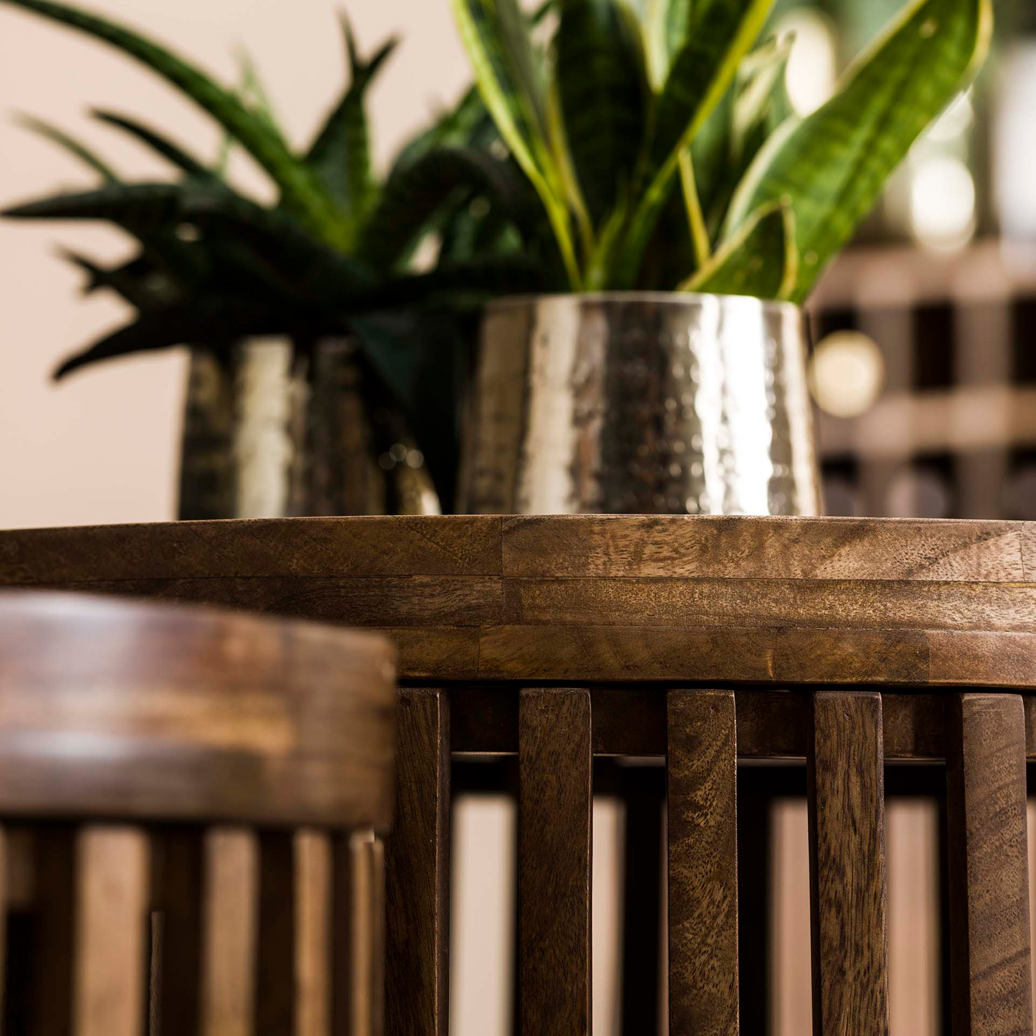 2er Set Beistelltisch rund SUMMER Mango Holz