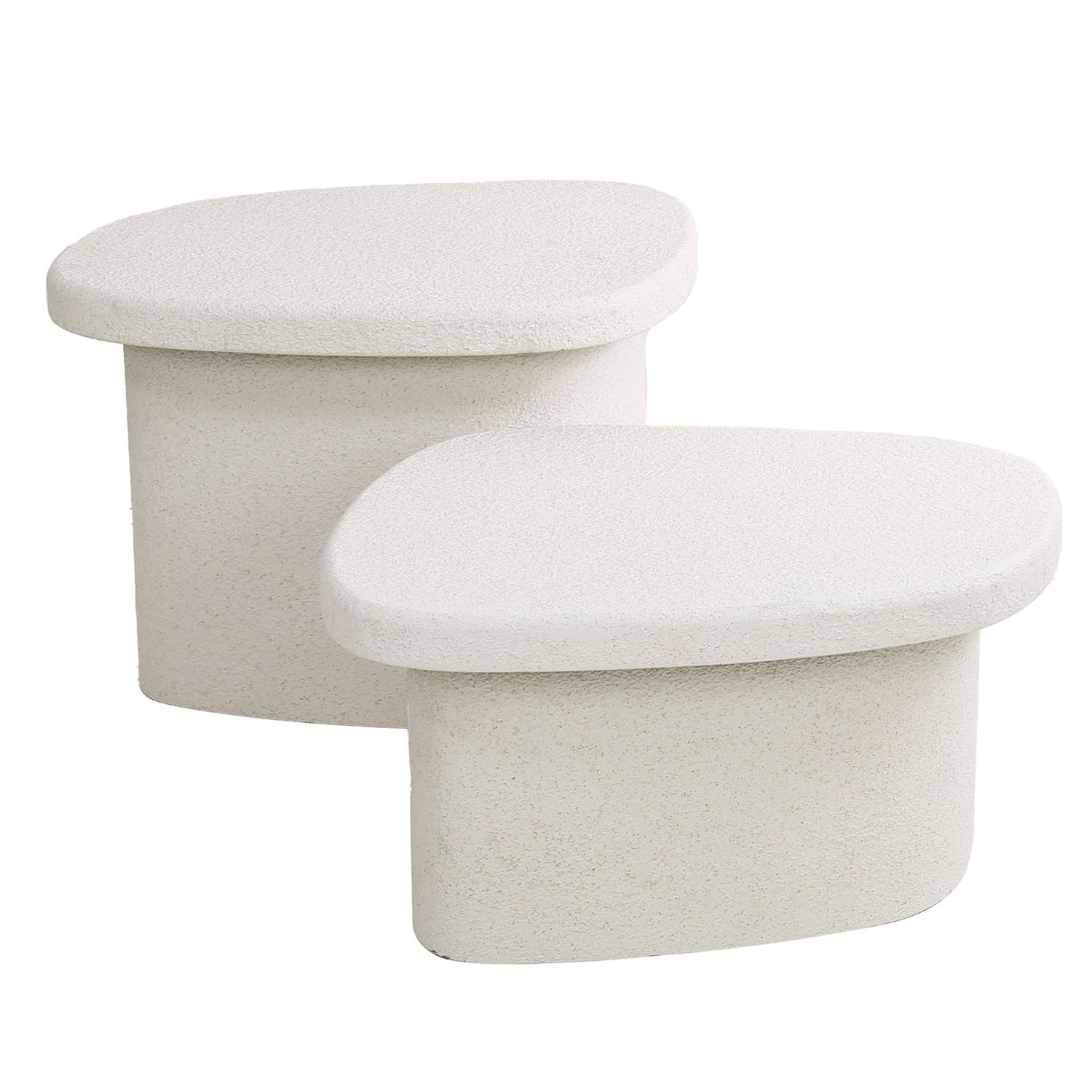 2er Set Couchtisch SOLID SURFACE organisch hellbeige
