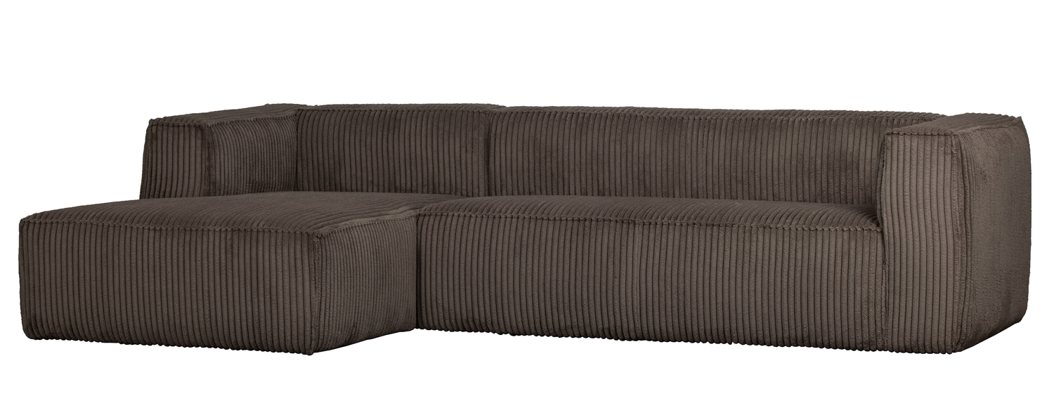 Ecksofa BEAN Rib Cord schlammfarben Longchair links