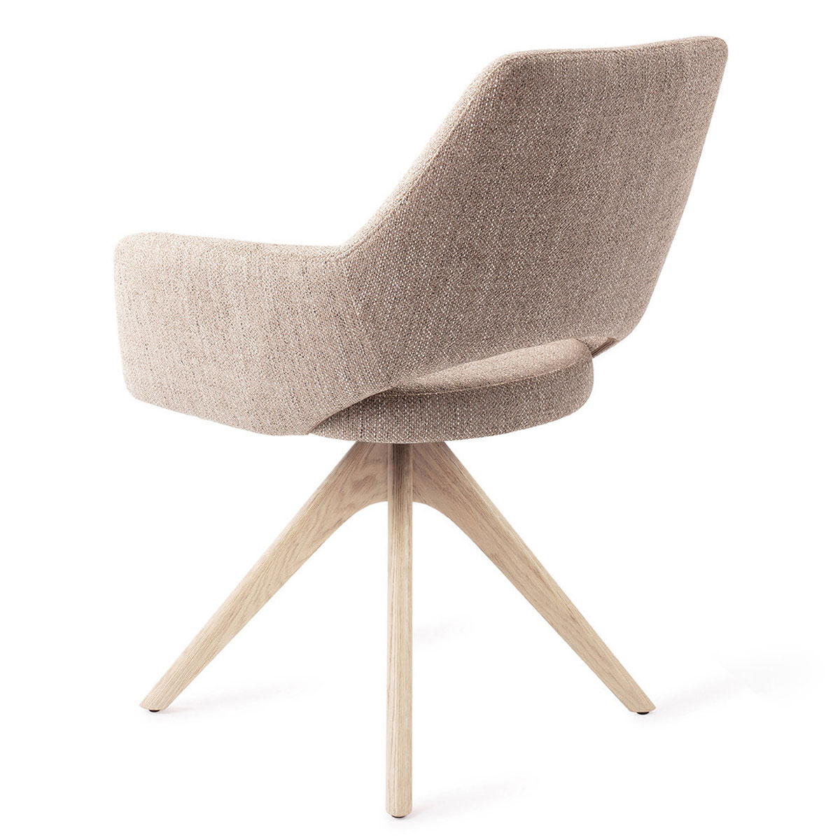 Esszimmerstuhl YANAI drehbar – Beige mit Gestell in Eiche gebleicht