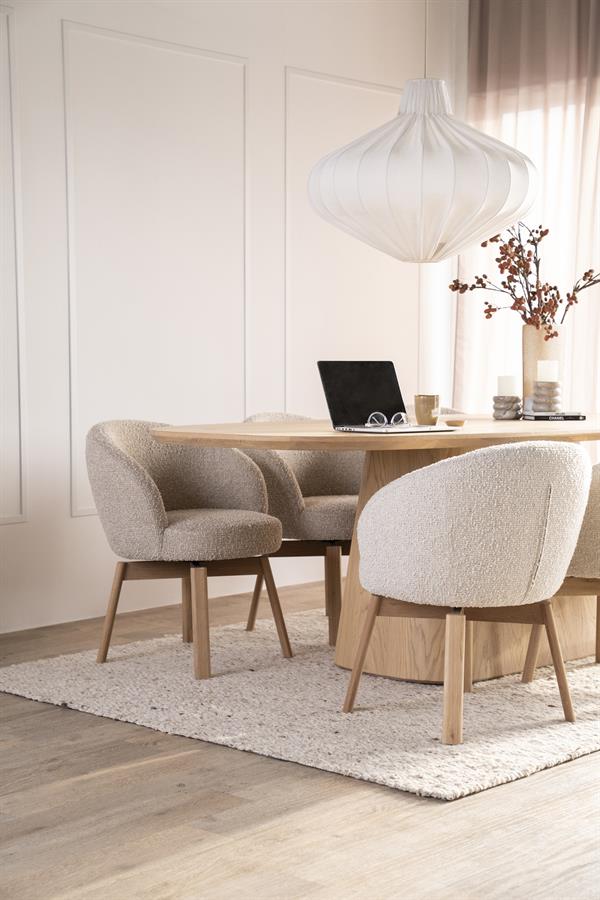 Esszimmerstuhl drehbar Livia Drehstuhl Eichenholz Stoff taupe