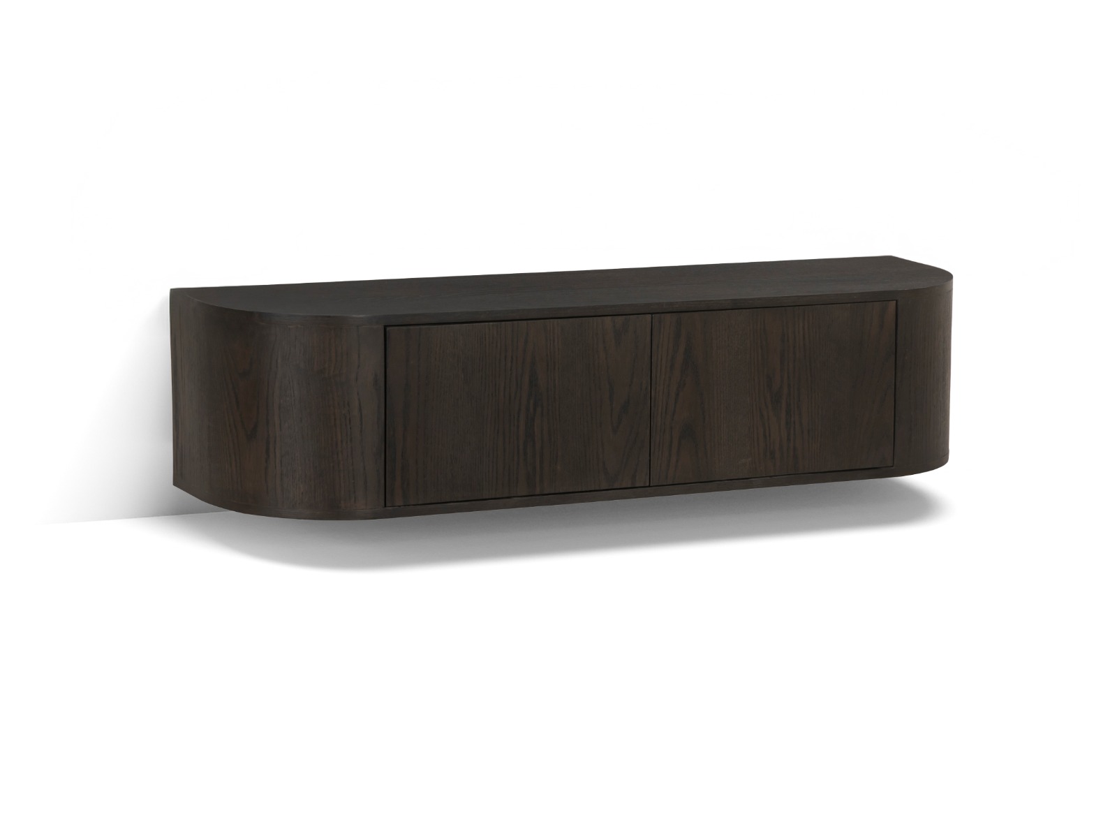 TV Möbel Lowboard Novero 140 cm schwebend Eichenholzfurnier Espresso braun Kommode