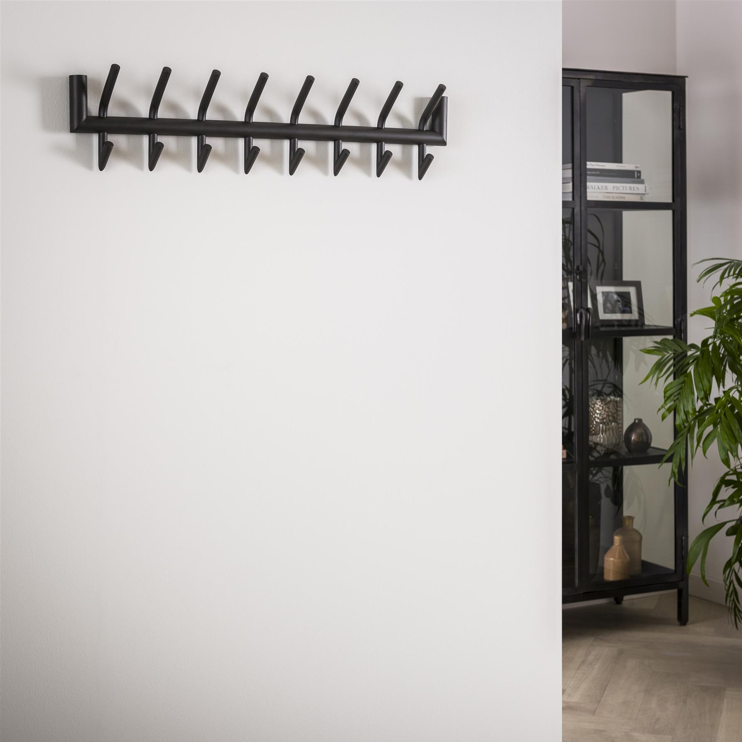 Wandgarderobe B 78 cm mit 2 x 8 Haken Metall dunkelgrau