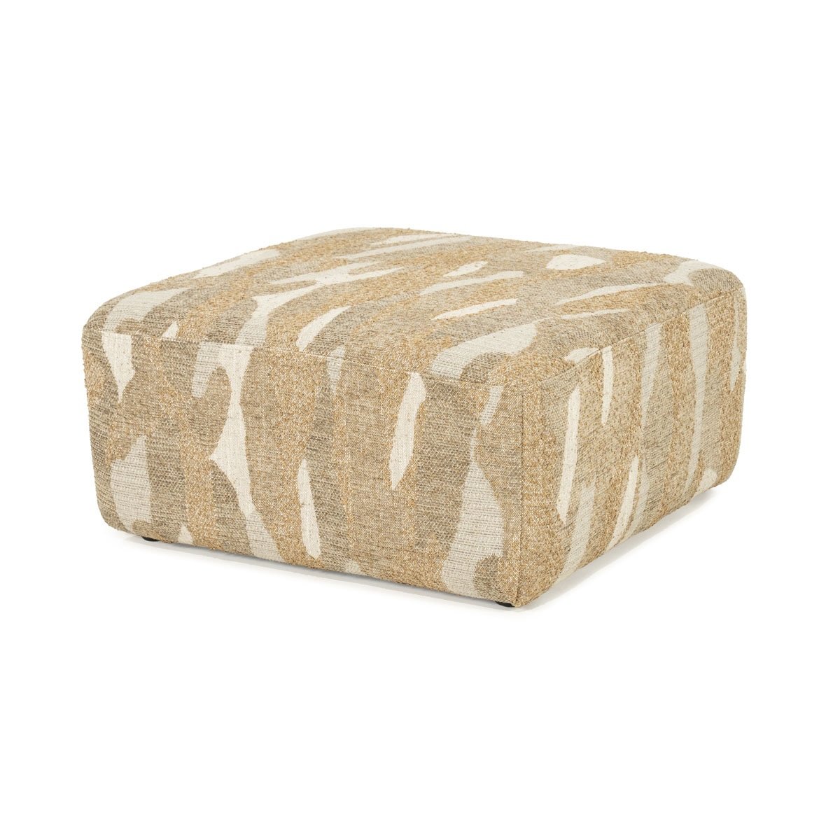 Sitzpouf Hocker Rytm 70 x 70 cm Stoff taupe mit Muster Pouf