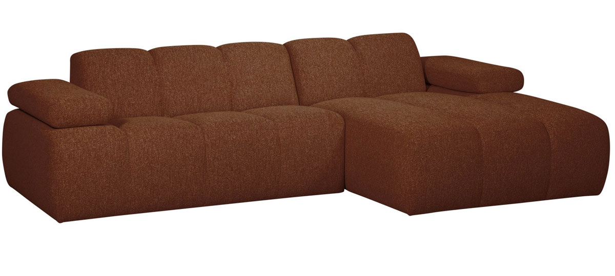 woood Chaiselongue Sofa MOJO rechts Bouclé rostbraun meliert