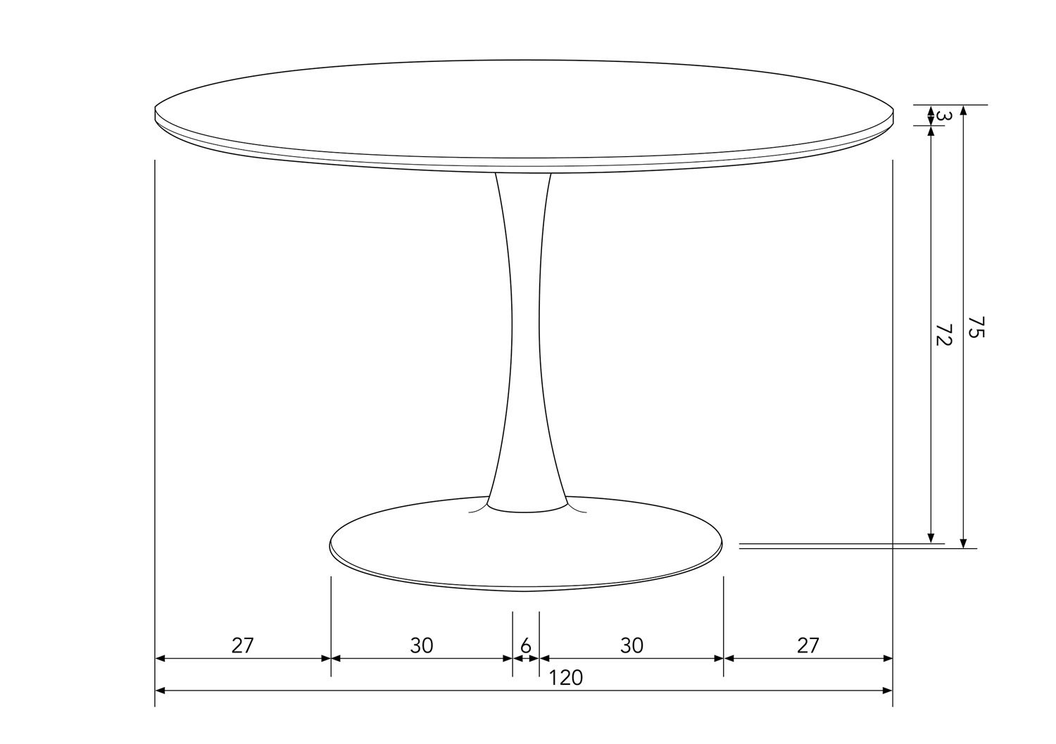 woood Esstisch Sammy Ø 120 cm rund MDF schwarz Tropetenfuß