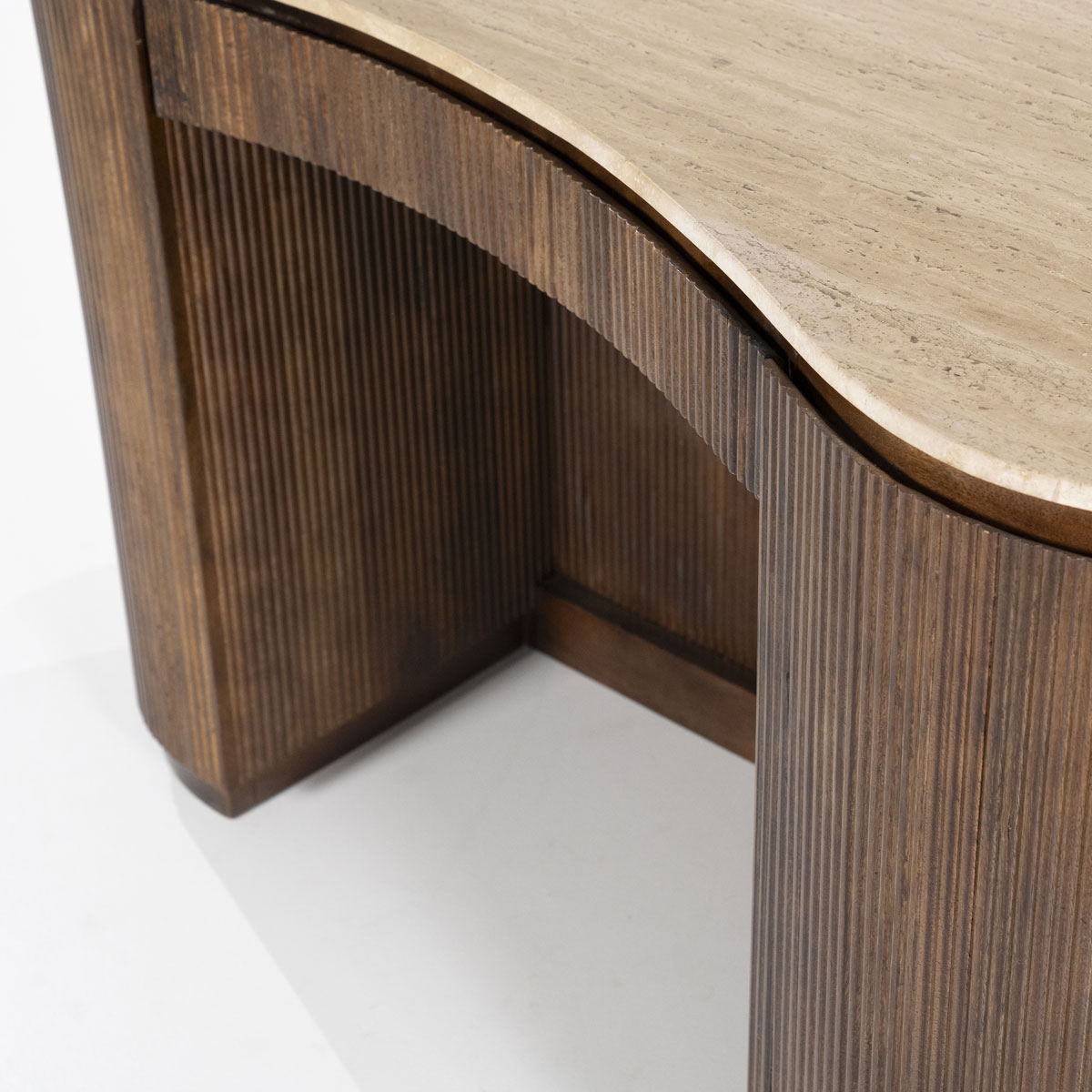 Schreibtisch Mari 129 x 60 cm Mangoholz braun Travertin